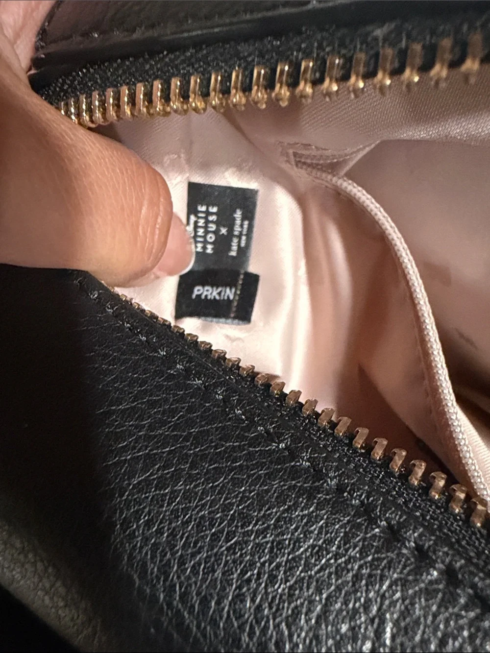 kate spade Pink and Black Minnie Mouse Leather Satchel with Heart Tag EUC